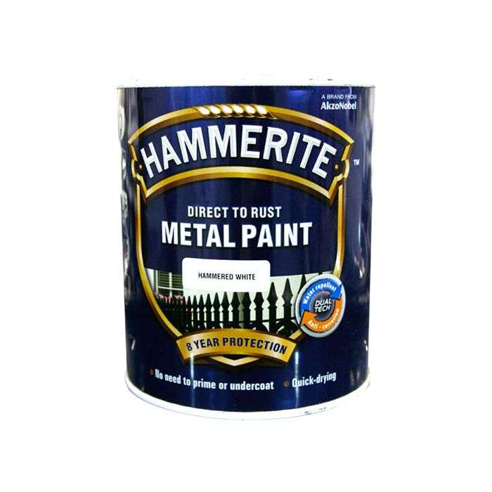 Hammerite Direct To Rust Metal Paint Hammered White 1L