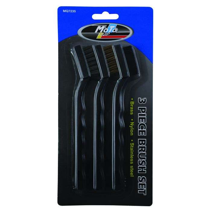 Moto Quip 3 Piece Brass, Nylon & Stainless Steel Wire Brush Set