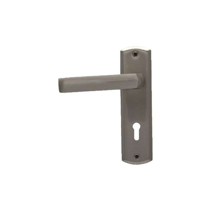 Samson Satin Nickel Keyhole 6" Valerie Lever Handle On Backplate 3 Lever Lockset