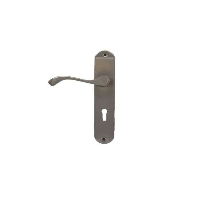 Samson Satin Nickel Keyhole 6" Bari Lever Handle On Backplate 3 Lever Lockset
