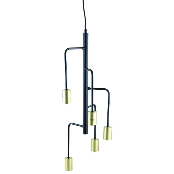Bright Star Black & Gold Metal 5-Light Pendant Light