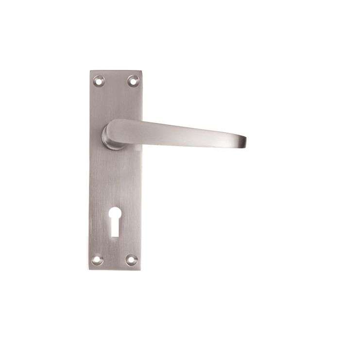 L&B Satin Nickel Keyhole 6" Victorian Plain Lever Handle On Backplate