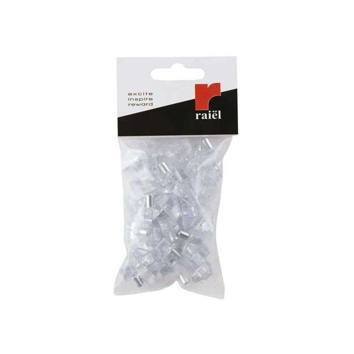 Raiel Clear Plastic Dowel Shelf Support 5mm - 50 Pack