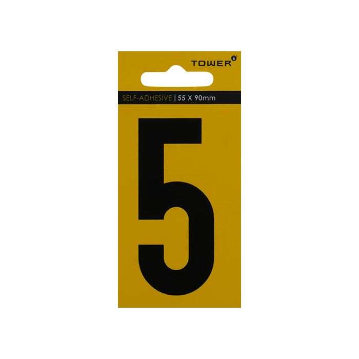 Tower Number 5 Adhesive Sign 55 x 90mm