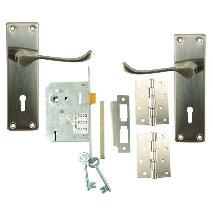 Samson Stainless Steel Keyhole 6" Victorian Straight Lever Handle On Backplate 2 Lever Lockset