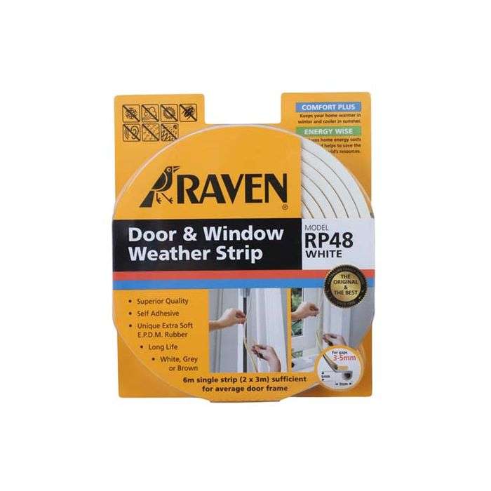 Raven White Door & Window Weather Strip 6m