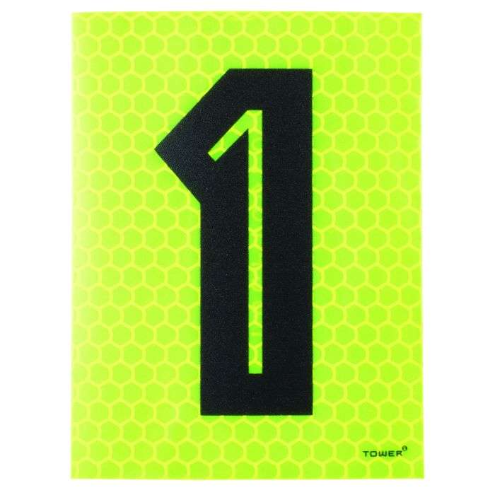 Tower Fluorescent Yellow Reflective Adhesive Sign '1'