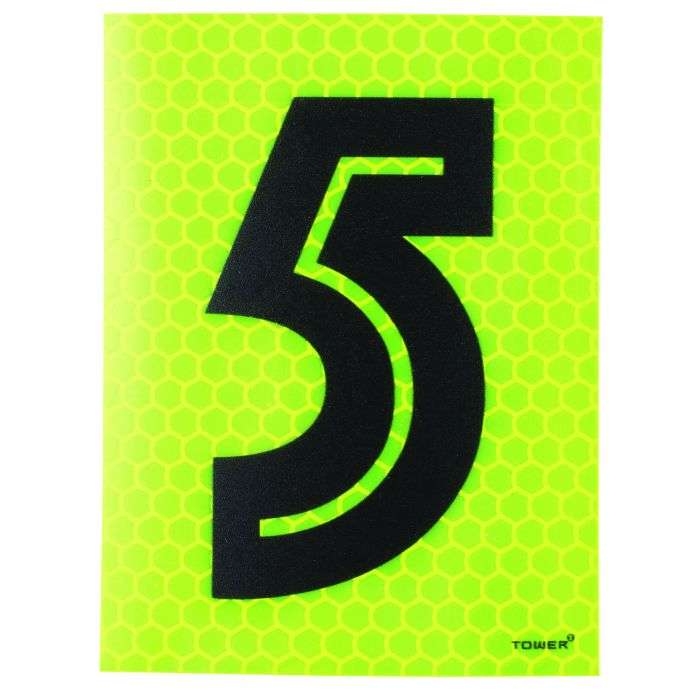 Tower Fluorescent Yellow Reflective Adhesive Sign '5'