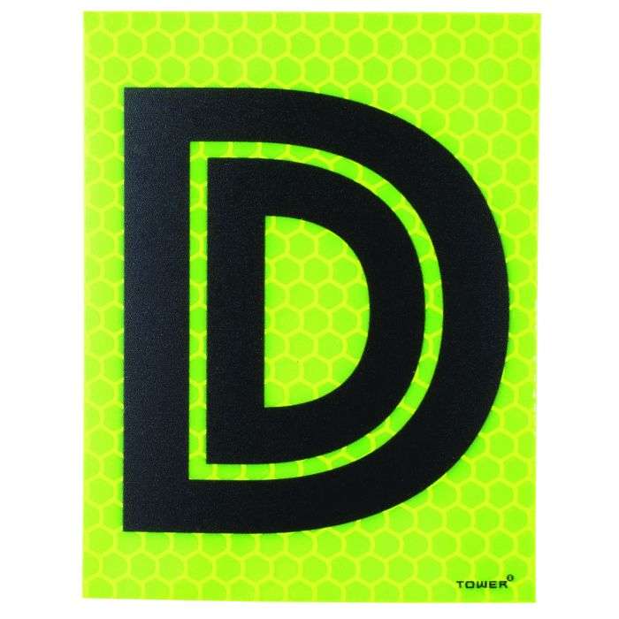 Tower Fluorescent Yellow Reflective Adhesive Sign 'D'