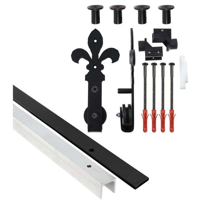 Hillaldam Door Track Barn Saint Black 1.8m Set