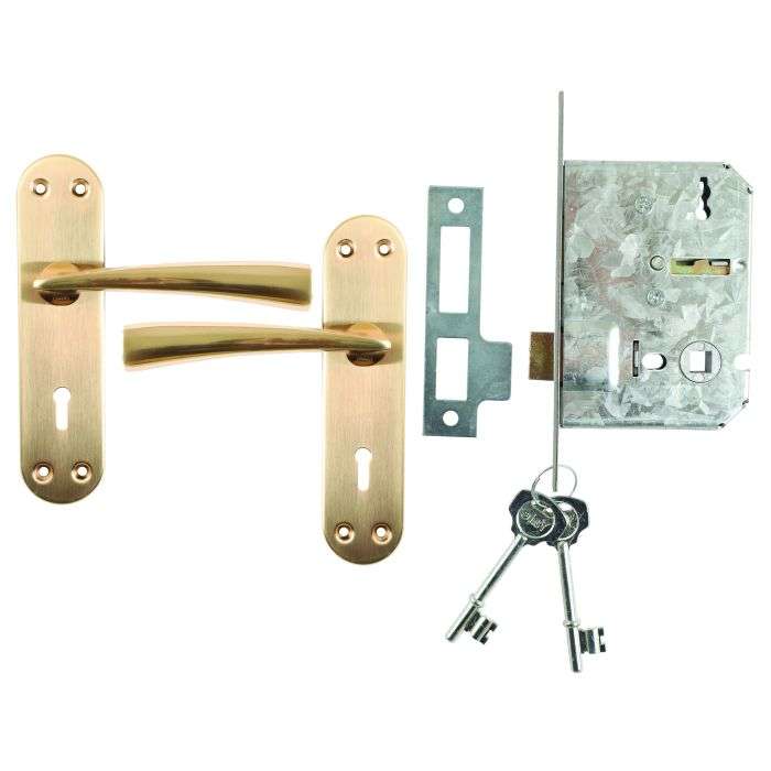 Yale Rose Gold Keyhole Dritta Lever Handle On Backplate 3 Lever Lockset