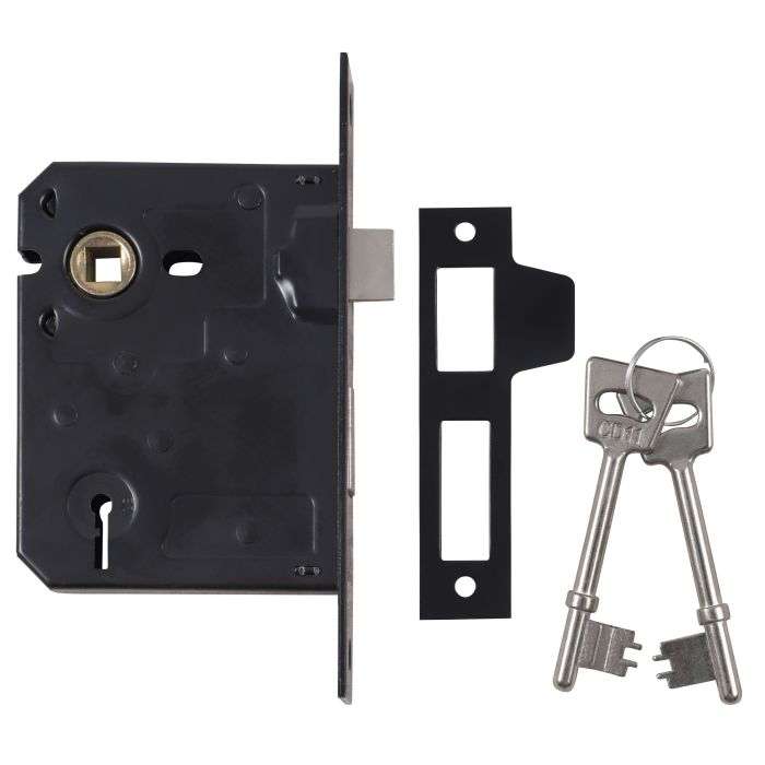 QS Black Stainless Steel Latch & Deadbolt 3 Lever Lock Only
