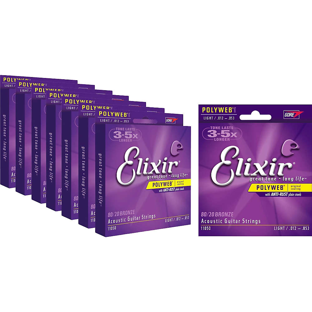 Elixir Polyweb Light Acoustic Guitar Strings 8 Pack