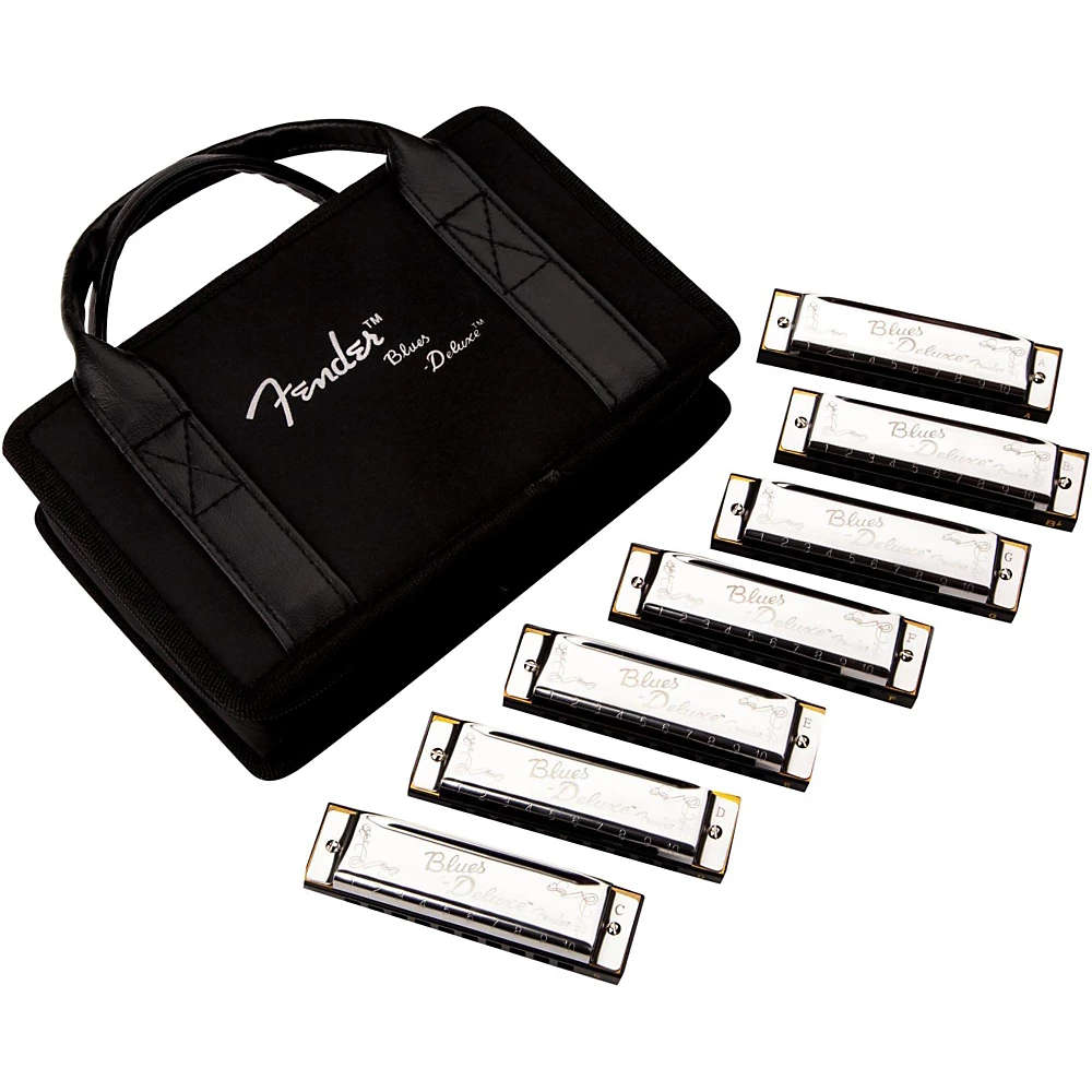 Fender Blues Deluxe Harmonica Set (7-Pack With Case; Keys Of C; G; A; D; F; E An