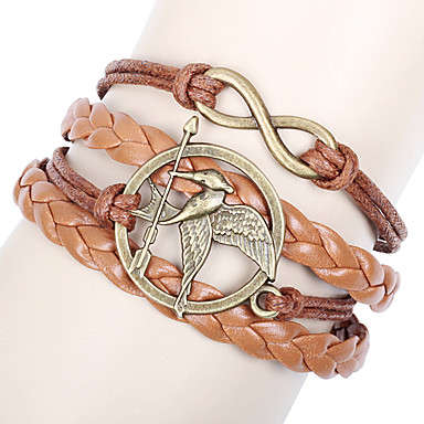 Infinity leather charm bracelets special, Handmade Bracelets.  Bird Classic