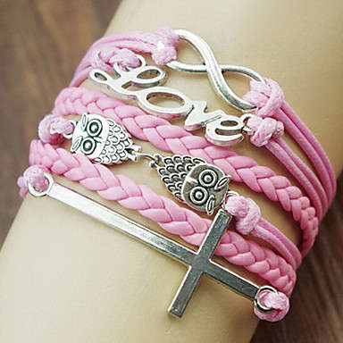 Infinity leather charm bracelets special, Handmade Bracelets.  LOVE Cross Owl Classic