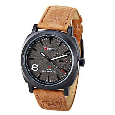Curren 8139 Dial Brown Leather Strap Business Clock Army Military Wristwatches Quartz Male Casual