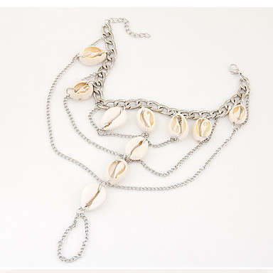 Women's European Style Fashion Sweet Wild Metal Shell Tassel Beach Anklet