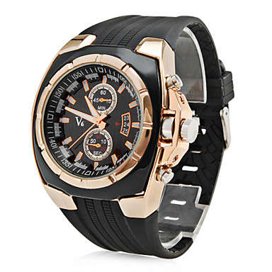 Mens Watch Military Gold Case Rubber Band