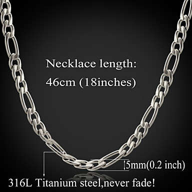 U7ÃÂ® Never Fade Men's 316L Titanium Steel Chunky Figaro Chain Necklace for Men 5MM 18Inches (46CM)