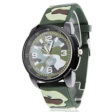 Camouflage Design Silicone Analog Quartz Wrist Watch for Men