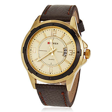 CURREN®Men¿s Calendar Round Dial Pu Leather Band Quartz Analog Wrist Watch
