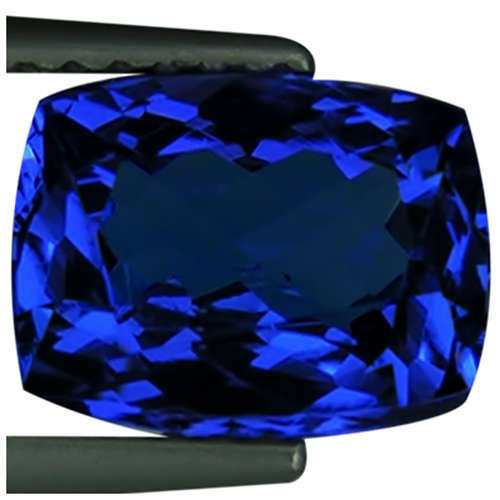 IGI Certified 2.24 ct AA+ Natural DBlock Tanzanite Cushion Cut Blue Violet Color