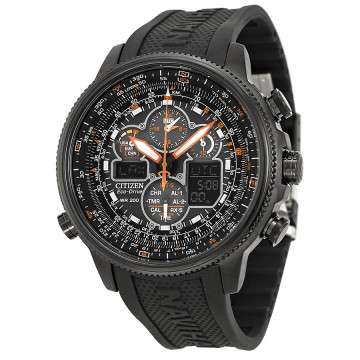 Citizen Navihawk A-T Eco Drive Black Dial Black Rubber Men's Watch