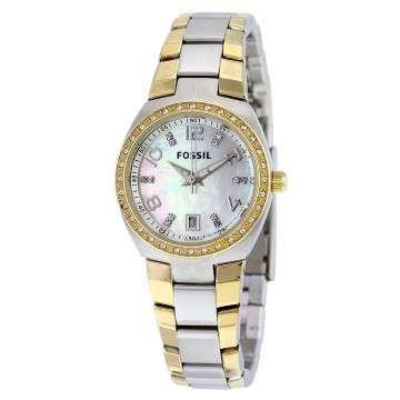 Fossil Colleague Mother of Pearl Dial Two-tone Ladies Watch