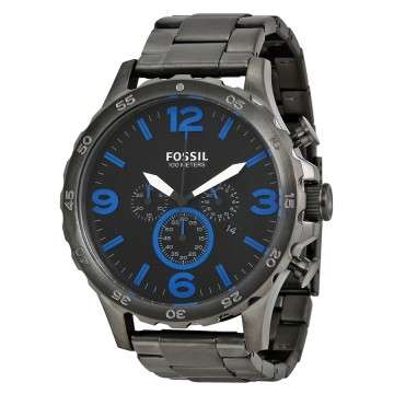 Fossil - Nate Chronograph Black Dial Steel Men's Watch : JR1478