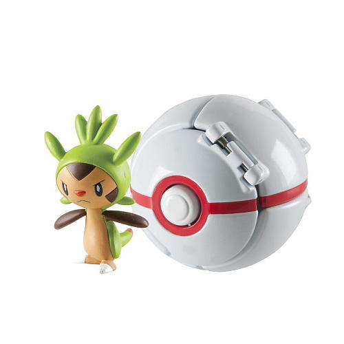 Tomy Pokemon Throw N Pop Poke Ball 2 inch Action Figure with Poke Ball - Chespin
