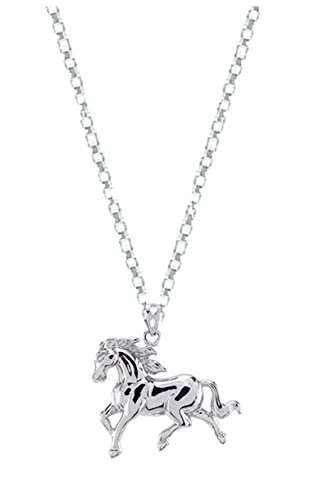 Sterling Silver Horse Necklace Pendant Chain Womens Jewelry Necklace