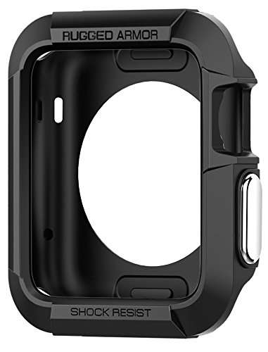 Spigen Rugged Armor Apple Watch Case with Resilient Shock Absorption and 2 Screen Protectors Include