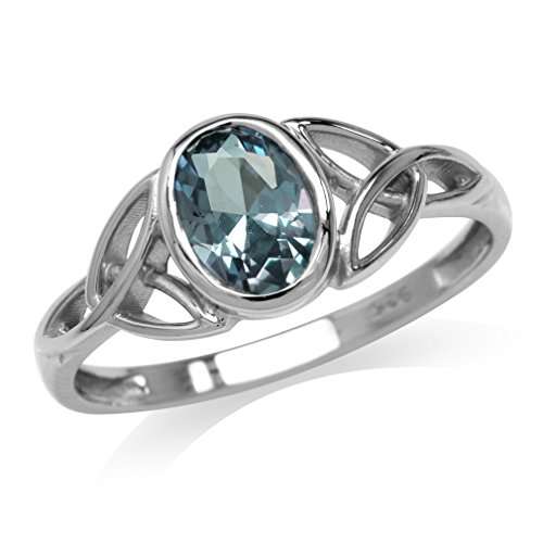 Simulated Color Change Alexandrite White Gold Plated 925 Sterling Silver Triquetra Celtic Knot Ring