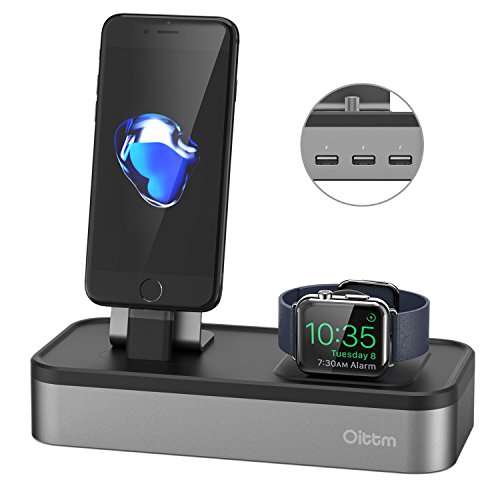 Apple Watch Stand, Oittm [5 in 1 New Version] Multifunction Charging Stand, 5-port USB Charger Dock