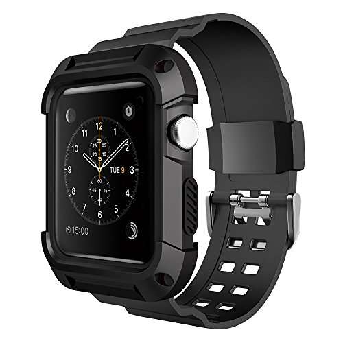 Simpeak 42mm Soft Silicone Protective Case with Resilient Strap Bands For Apple Watch Series 1 Serie