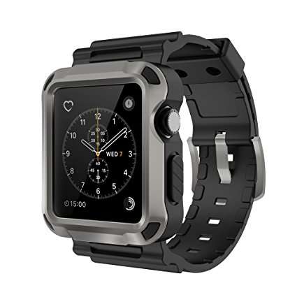 Apple Watch Case,[Simpeak] Rugged Protective Case with Strap Bands and Matte Screen Protector f