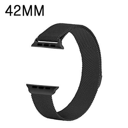 N.Oranie Apple Watch Band 42mm Magnetic No Buckle Needed Milanese Loop Stainless Steel Strap with Un