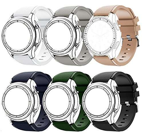 Gear S3 Frontier/ S3 Classic Bands,DATOtech [6-PACK] 22MM Soft Silicone Replacement Sport Strap Rubb