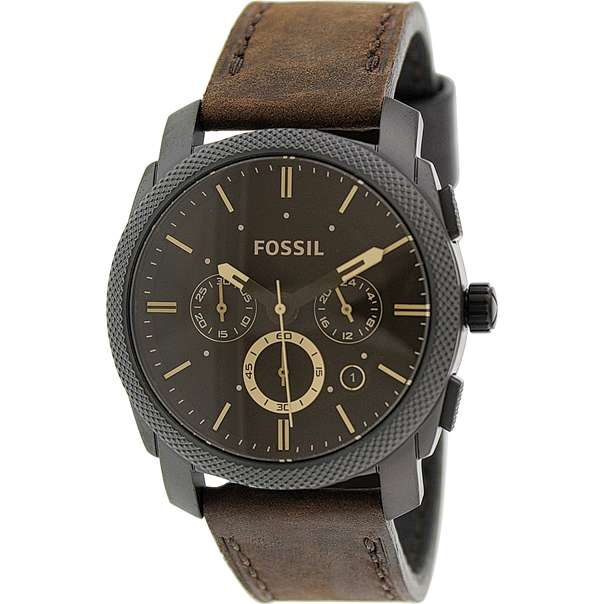 Fossil Men's Machine FS4656 Brown Leather Analog Quartz Watch