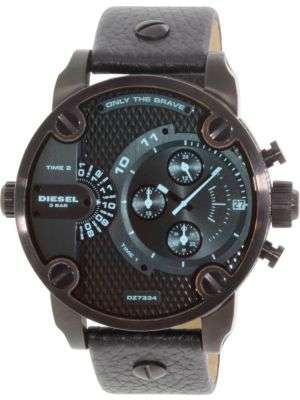 Diesel Men's Little Daddy DZ7334 Black Leather Quartz Dress Watch