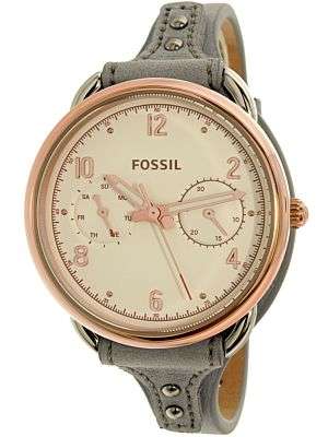 Fossil Women's Tailor ES4048 Rose Gold Leather Quartz Dress Watch