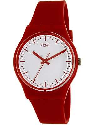 Swatch Women's Originals GR172 Red Rubber Swiss Quartz Fashion Watch