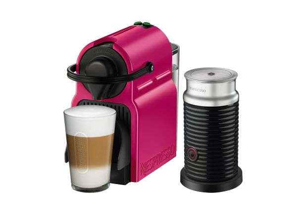 Nespresso Inissia Automatic Espresso Machine with Aeroccino (Milk Frother) - 90009495 - Fuchsia Velv
