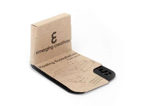 Emerging Creatives Floating Bookshelves, Set of 3 - FBS02 - Black