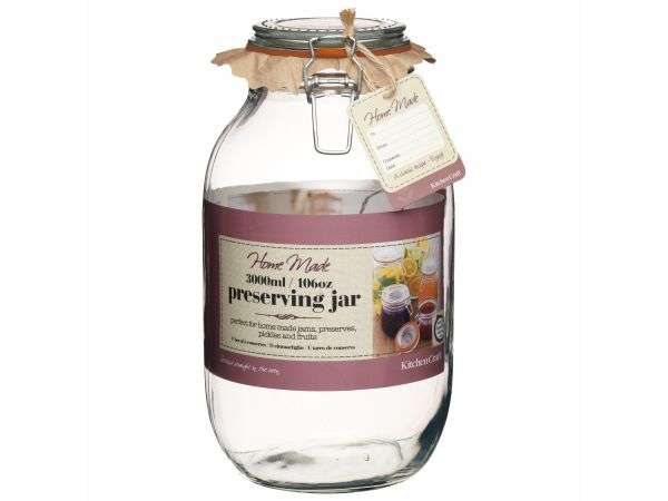 Kitchen Craft Home Made Glass Preserving Jars - KCLP3200 - 3 Litre