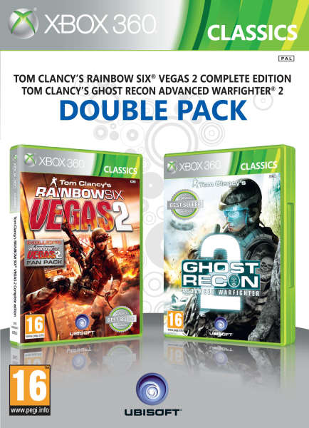 TOM CLANCY'S DOUBLE PACK XBOX 360 RAINBOW 6 SIX VEGAS 2 AND GHOST RECON ADVANCED WARFIGHTER
