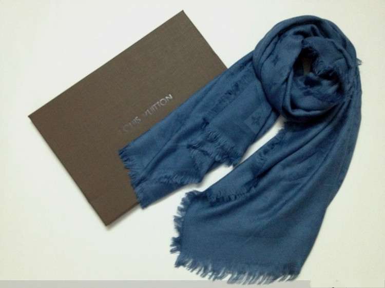 Louis Vuitton Monogram Jean Blue Luxury Shawl - Made with blend of silk and wool - Luxury LV Brand