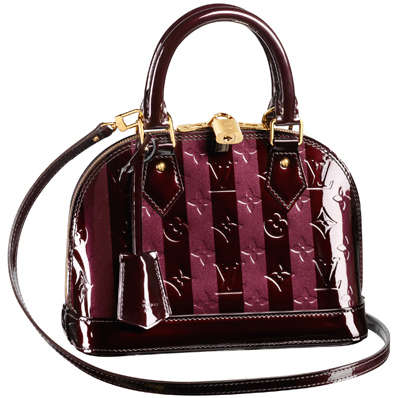 Louis Vuitton Monogram Vernis Rayures Amarante Alma BB - Made with Genuine Leather - Luxury LV Brand