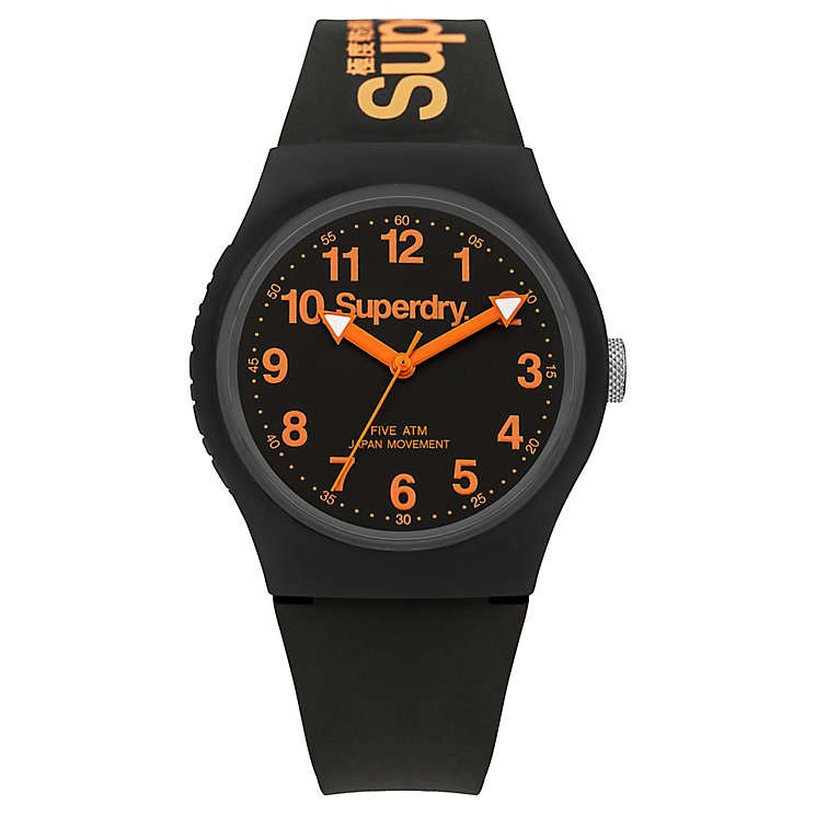 Superdry Men's Urban Black And Orange Slim Silicone Watch
